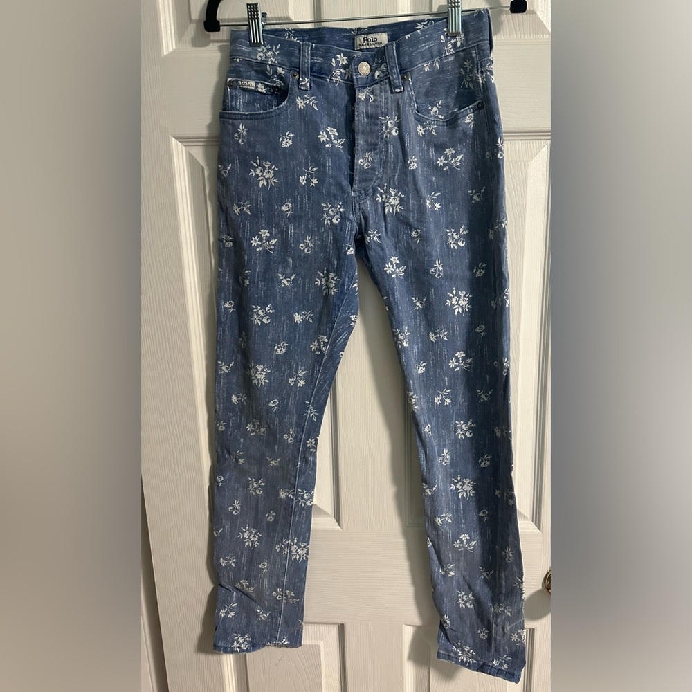 Ralph Lauren Blue Floral Slim Pants | WORN ONCE